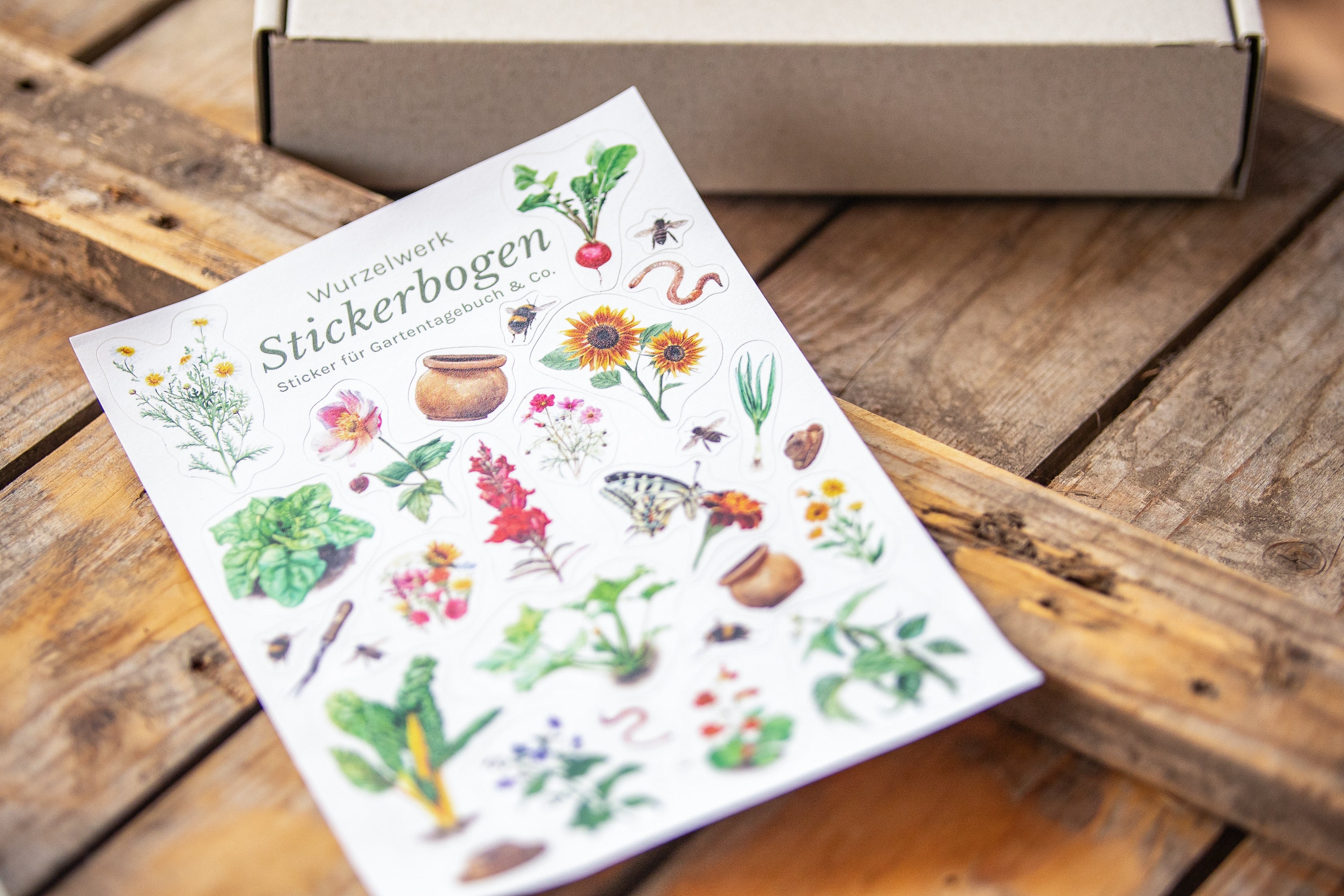 Saatgutbox mit Stickerbogen