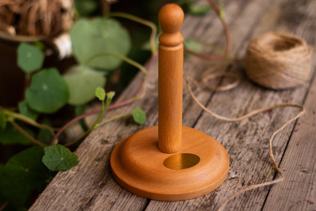 Holzhalterung für Juteschnur