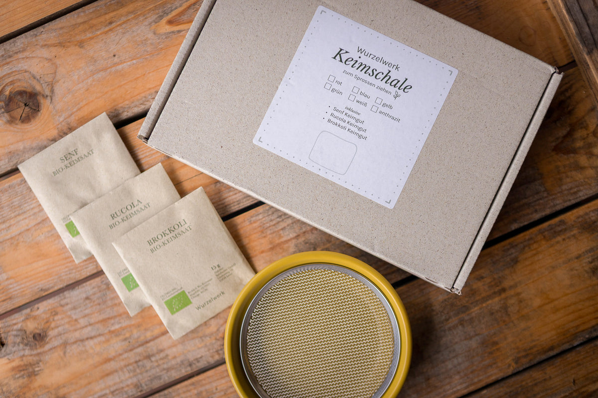 Verpackung Keimschale mit verschiedenen Keimsaat